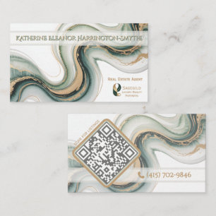 Cartão De Visita Código QR do Logotipo do Realtor Moderno em Mármor
