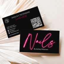 Código qr do logotipo do script unhas com néon cor