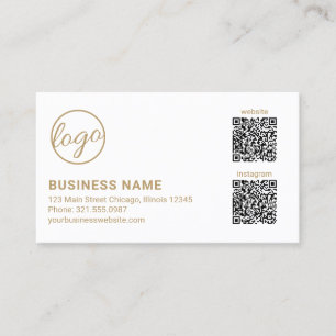 Cartão De Visita Código QR do Logotipo Dourado Profissional Moderno