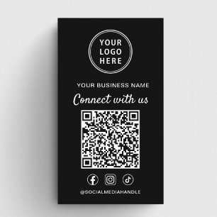 Cartão De Visita Código QR do Logotipo Mídia Social Conecte-se Cono