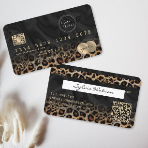 Cartão De Visita Código QR do Logotipo Moderno do Leopardo Estilo C