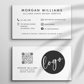 Cartão De Visita Código Qr do Logotipo Moderno Minimalista Profissi