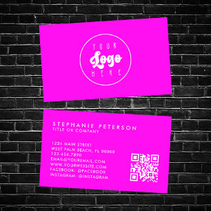 Cartão De Visita Código QR do logotipo personalizado da empresa, co