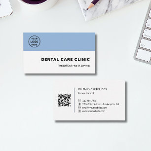Cartão De Visita Código QR do Logotipo Profissional da Clínica Dent