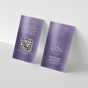 Cartão De Visita Código QR do Logotipo Puro da Midnight Metálica Pr