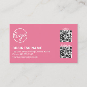 Cartão De Visita Código QR do Logotipo Rosa Profissional Moderno