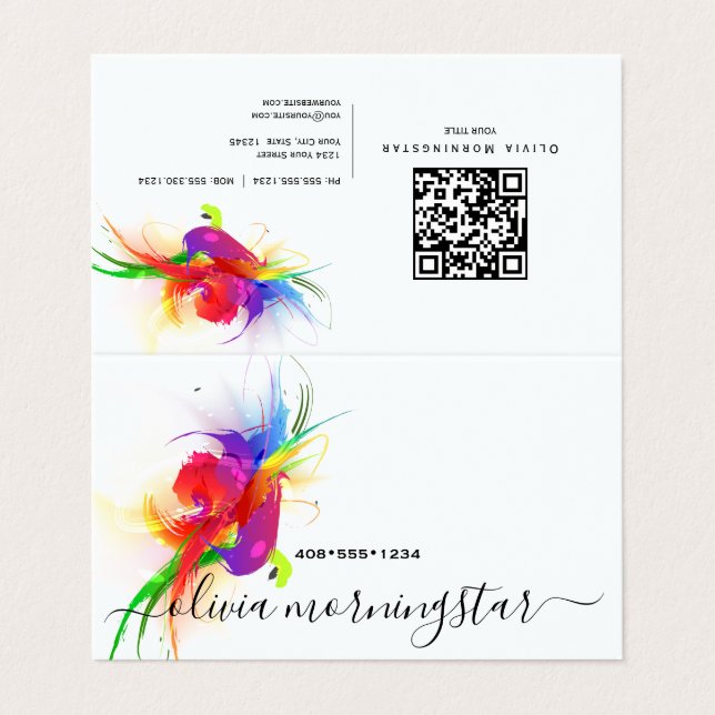 Cartão De Visita Código QR do Lorikeet Abstrato (Exterior Desdobrado)
