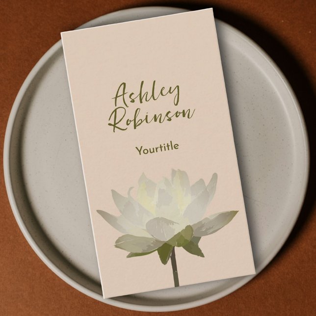 Cartão De Visita Código QR do lótus floral pastel earthy (Elegant lotus flower boho pastel earthy QR code Business Card)