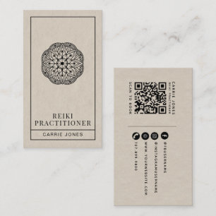 Cartão De Visita Código QR do Mandala do Praticante de Reiki Modern