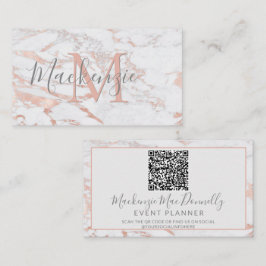 Cartão De Visita Código QR do Mármaco do Mármaco Ouro Elegante Rosa