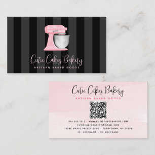 Cartão De Visita Código QR do Misturador de Cozinha Rosa Bege em Li