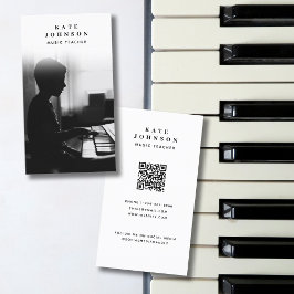 Cartão De Visita Código QR do Músico Professor Foto para Músico Míd