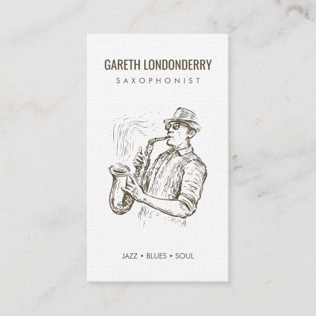 Cartão De Visita código qr do músico saxofonista profissional moder (Frente)