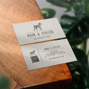 Cartão De Visita Código QR do Negócio de Passeio de Cães Bark & Str