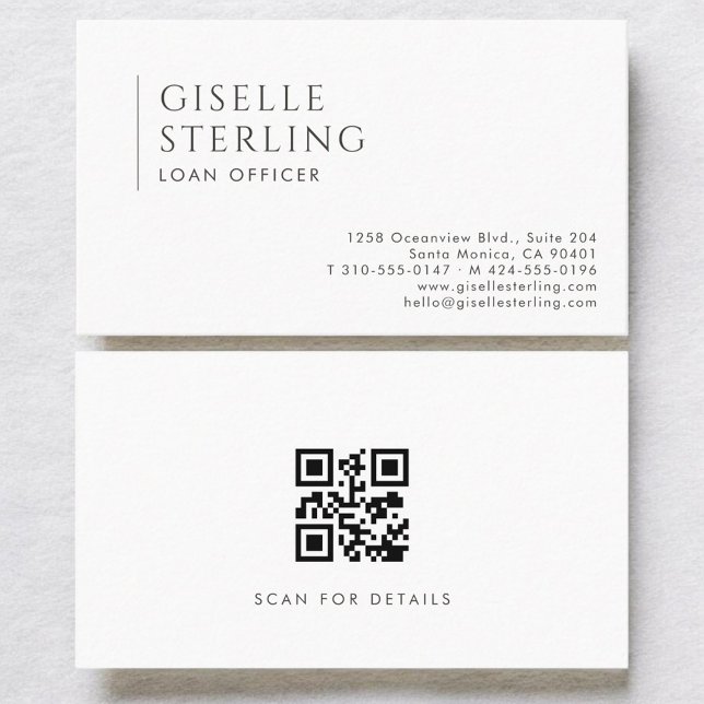 Cartão De Visita Código QR do Oficial de Empréstimo Profissional Mo (Criador carregado)