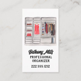 Cartão De Visita Código QR do Organizador Inicial do Closet de Aqua