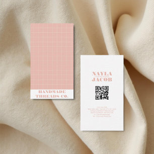 Cartão De Visita Código QR do Padrão Verificado a Rosa Moderno