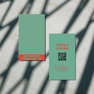 Cartão De Visita Código QR do Padrão Verificado de Turquesa Negrito