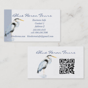 Cartão De Visita Código QR do pássaro Heron Azul do Excelente Comer