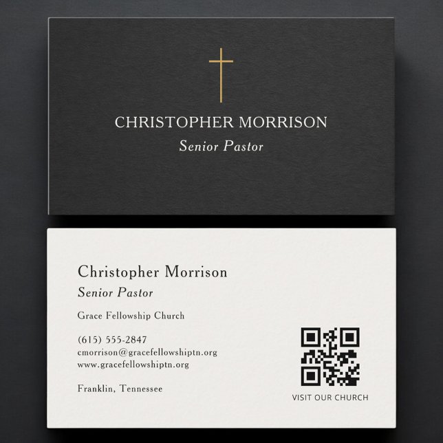 Cartão De Visita Código QR do Pastor da Igreja (Criador carregado)