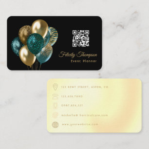 Cartão De Visita Código QR do planejador de eventos de balões verde