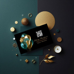 Cartão De Visita Código QR do Planejador de Eventos de Balões Verde