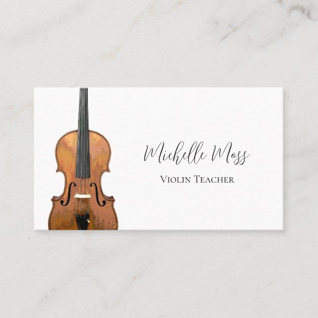Cartão De Visita Código QR do Professor Violino de Instrumento Musi (Frente)