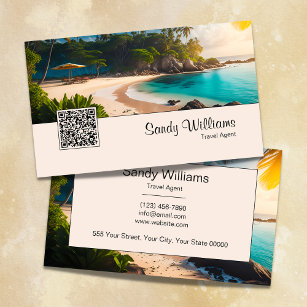 Cartão De Visita Código QR do recurso de paraíso tropical