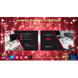 Cartão De Visita Código QR do Red Black Classy do Girly Office