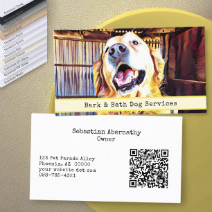 Cartão De Visita Código QR do Retriever de Ouro de Fotografias Per