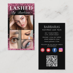 Cartão De Visita Código Qr do Salão de Beleza da Largura Dourada do