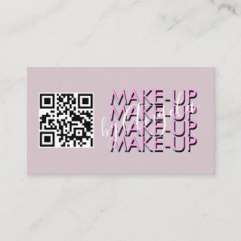 Cartão De Visita Código QR do Salão de Maquiagem Rosa Preto Script