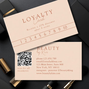 Cartão De Visita Código QR do Salão Minimalista de Pêssego Elegante