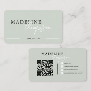 Cartão De Visita Código QR do Script de Caligrafia bege rosa pálido
