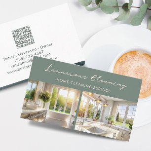 Cartão De Visita Código QR do Serviço de Limpeza da Casa Profission