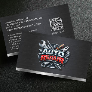 Cartão De Visita Código QR do Serviço de Reparo Automotivo Mecânico