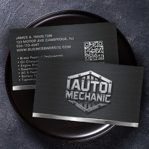 Cartão De Visita Código QR do Serviço de Reparo Automotivo Mecânico