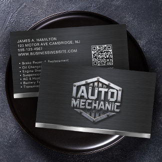 Cartão De Visita Código QR do Serviço de Reparo Automotivo Mecânico
