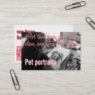 Cartão De Visita Código QR do Serviço de Retratos de Animais de Est