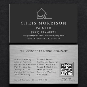 Cartão De Visita Código QR do Serviço Profissional de Pintura