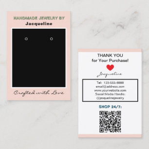 Cartão De Visita Código QR do Site de Brincos de Joias Rosa Blush