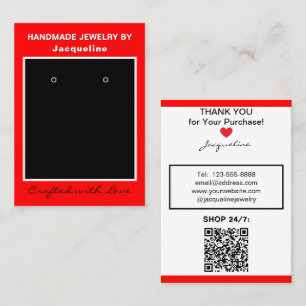Cartão De Visita Código QR do Site de Joias de Brincos Vermelho e P
