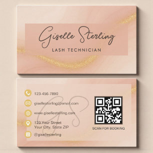 Cartão De Visita Código QR do Técnico de Cílios em Aquarela