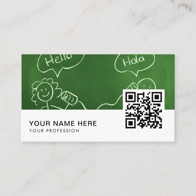 Cartão De Visita Código QR do tradutor espanhol em inglês (Frente)