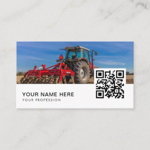 Cartão De Visita Código QR do trator agrícola agrícola