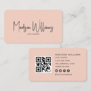 Cartão De Visita Código QR do Treinador de Vida Mínimo Moderno   Ro