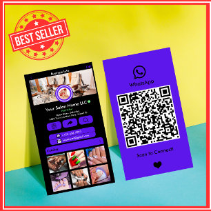 Cartão De Visita Código QR do WhatsApp Nail Salon Violet Social Med