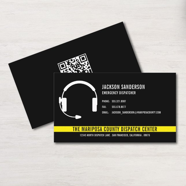 Cartão De Visita Código QR dos Serviços de Emergência do Despacho P (Custom Dispatcher Emergency Services QR Code Business Card)