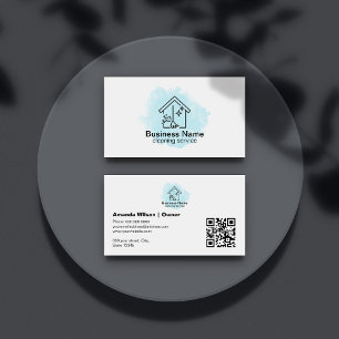 Cartão De Visita Código QR dos Serviços de Limpeza de Casa Minimali