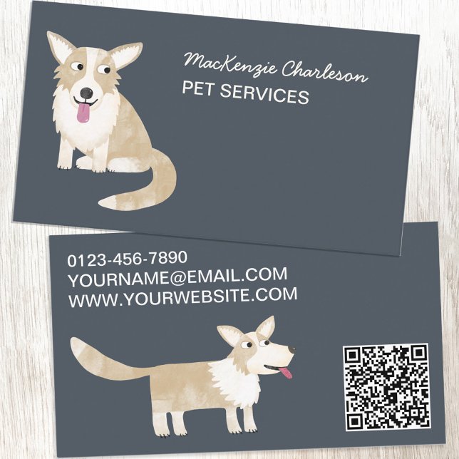 Cartão De Visita Código QR dos Serviços de Pet Cães (Criador carregado)